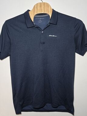 Eddie Bauer Mens Size Large Tall Freedry Performance Polo Shirt Navy Blue Golf